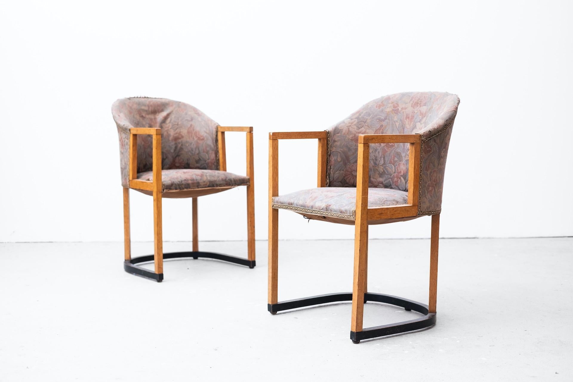 Vienna Secession 4 secessionistic armchairs by Wilhelm Schmidt (Student J. Hoffmann), Vienna 1908 For Sale