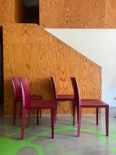 4 cherry-colored Poltrona Frau leather chairs model LOLA 1980s