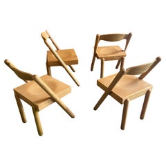 4 sedie in legno Stilwood modello IVA anni 70 di Roberto Pamio e Renato Toso