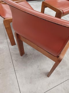 4 chairs Mobil girgi wood and leather