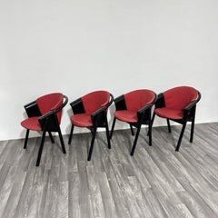 4 Pozzi & Verga chairs in lacquered wood and Fabric 1970s modern design