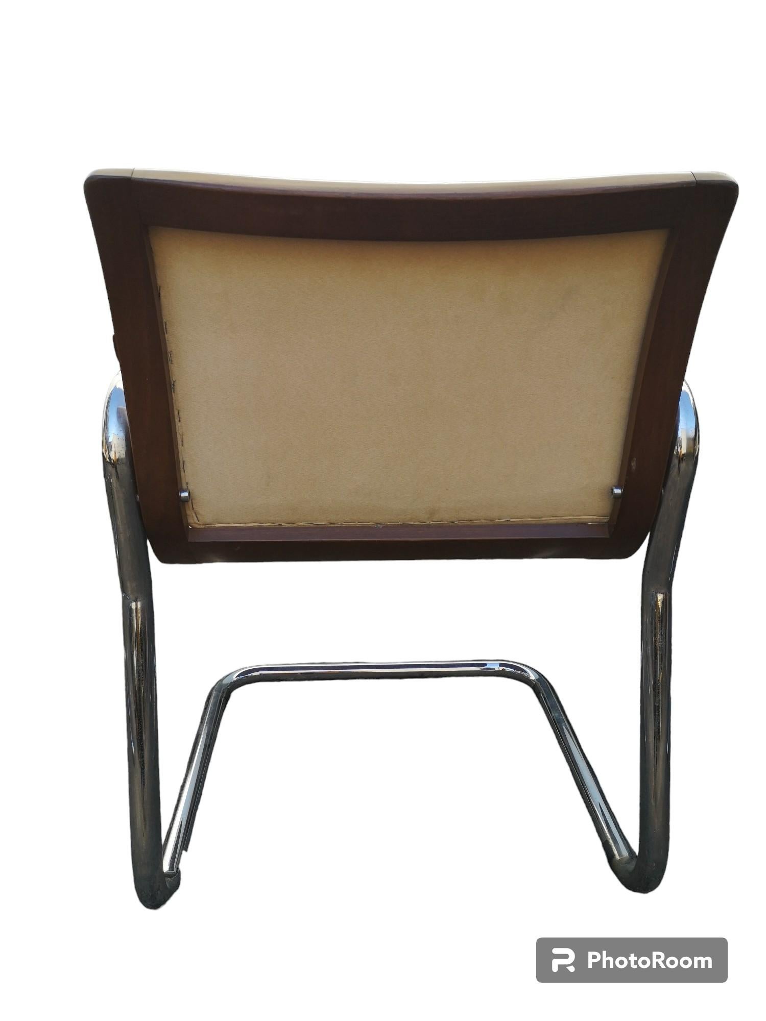 4 chaises vintage en bois, acier et tissu Alcantara des années 1970 en vente 1
