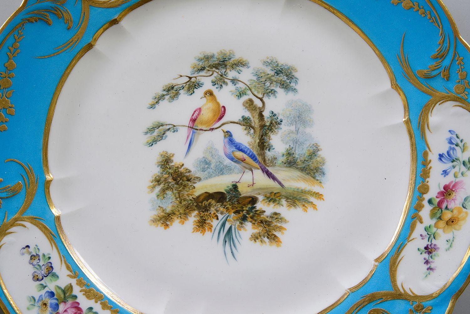 Français 4 assiettes en porcelaine de style Serve, C19th en vente