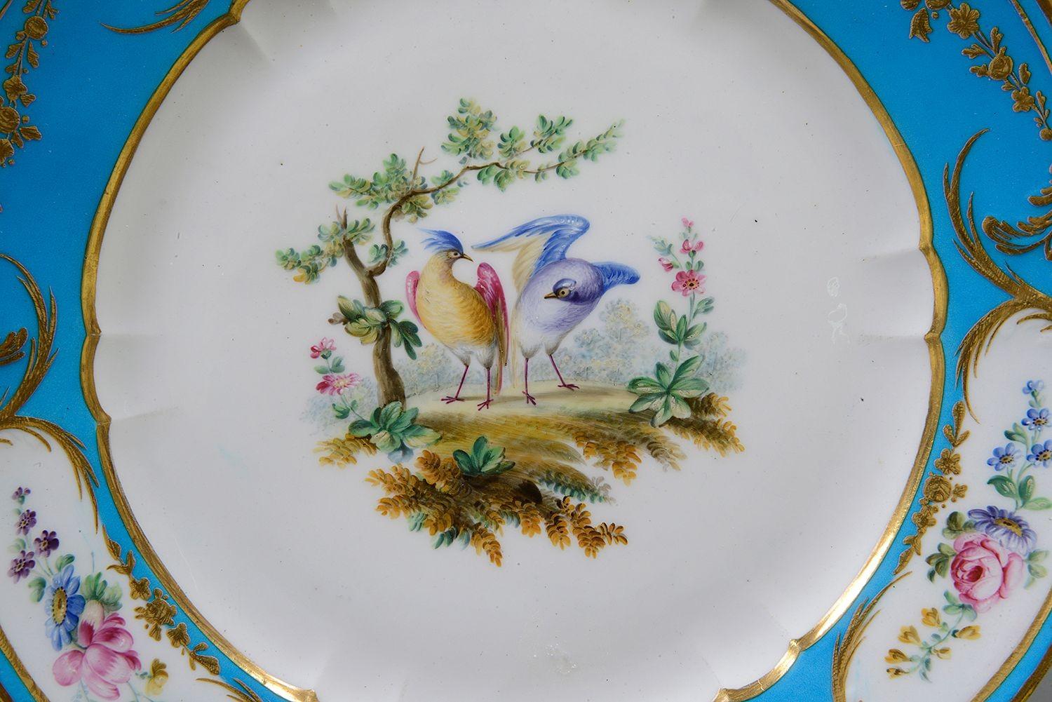 Peint à la main 4 assiettes en porcelaine de style Serve, C19th en vente