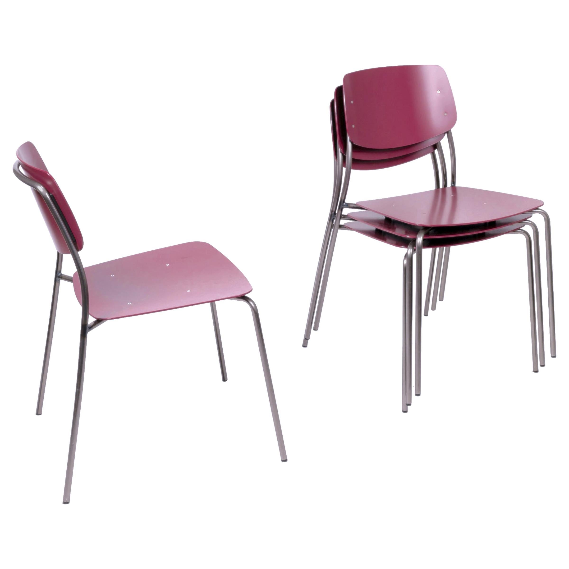 4-Set Aubergine/Wine, Felber C18 Purple Dining Chairs by Dietiker