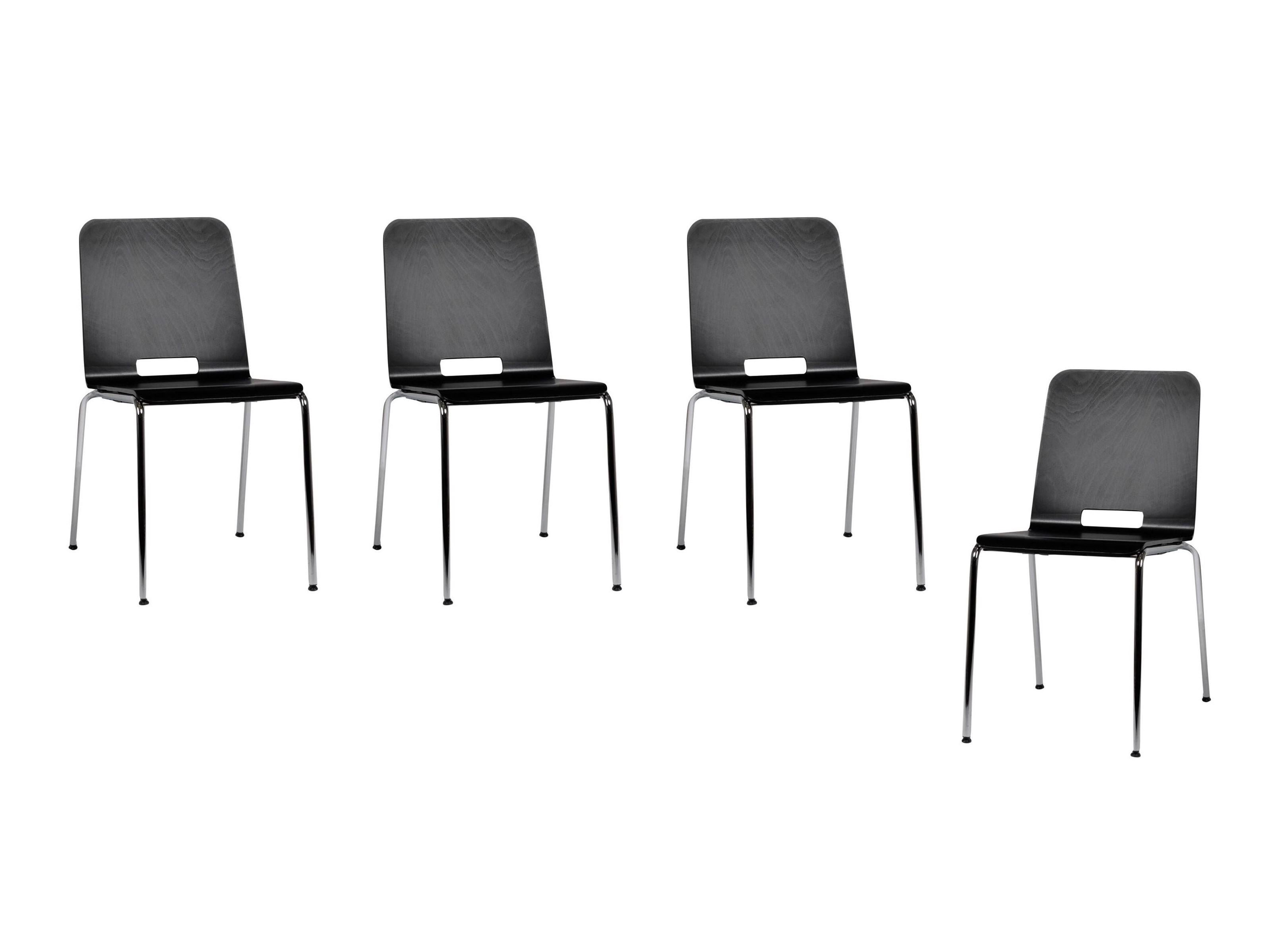 Swiss 4-Set Dietiker Alta Modern Dining Chair, Designed by Greutmann Bolzern, in Stock
