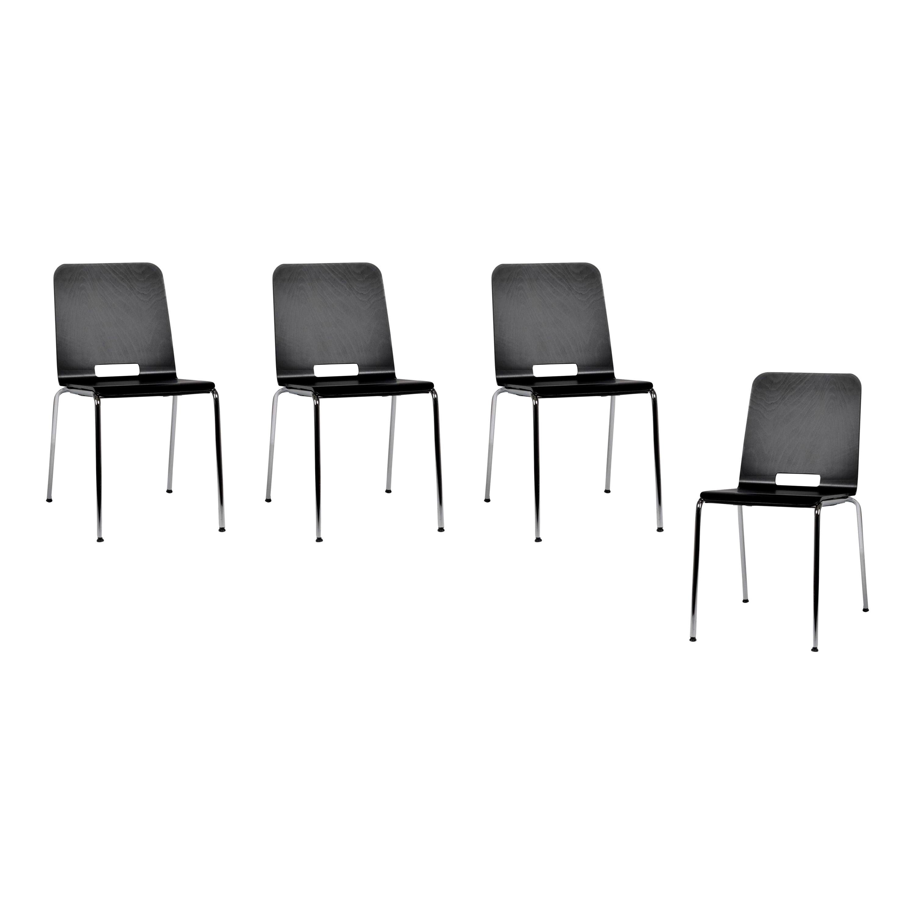 4-Set Dietiker Alta Modern Dining Chair, Designed by Greutmann Bolzern, in Stock