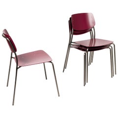 4-Set Aubergine/Wine,  Felber C18 purple dining chairs by Dietiker 