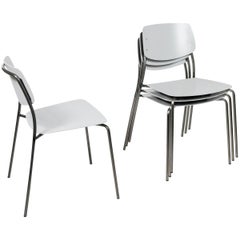 Le Corbusier Light Gray,  Felber C18 Indoor/Outdoor chairs by Dietiker ,Set of 4