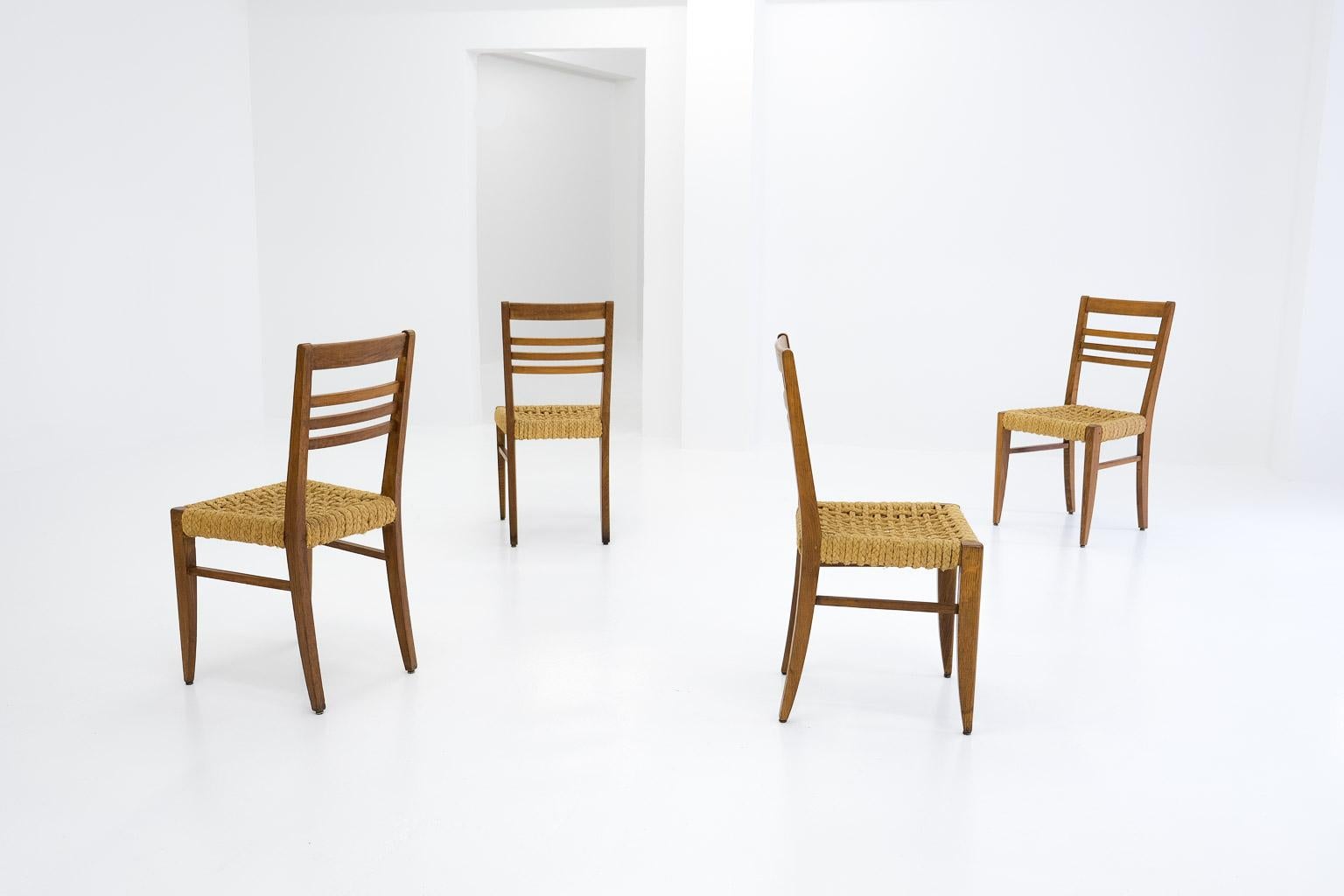 4-Set Slung Rope Dining Chairs by Frida Minet and Adrien Audoux for Vibo Vesoul For Sale 4