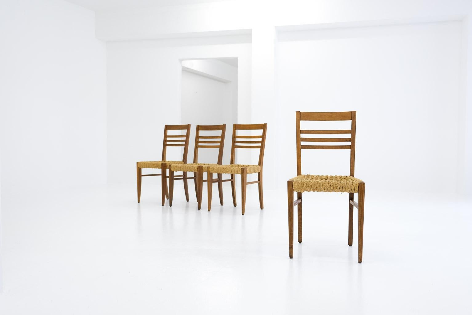 4-Set Slung Rope Dining Chairs by Frida Minet and Adrien Audoux for Vibo Vesoul In Good Condition For Sale In Frankfurt am Main, DE