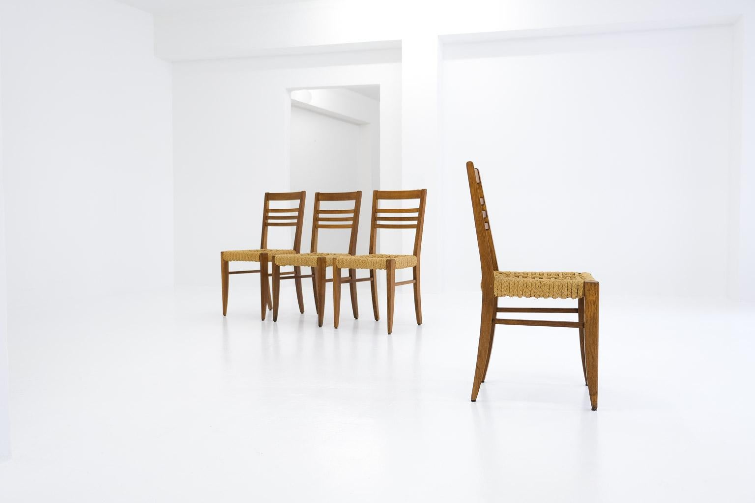 Corde Ensemble de 4 chaises de salle à manger en corde suspendue par Frida Minet et Adrien Audoux pour Vibo Vesoul en vente