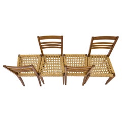 Vintage 4-Set Slung Rope Dining Chairs by Frida Minet and Adrien Audoux for Vibo Vesoul
