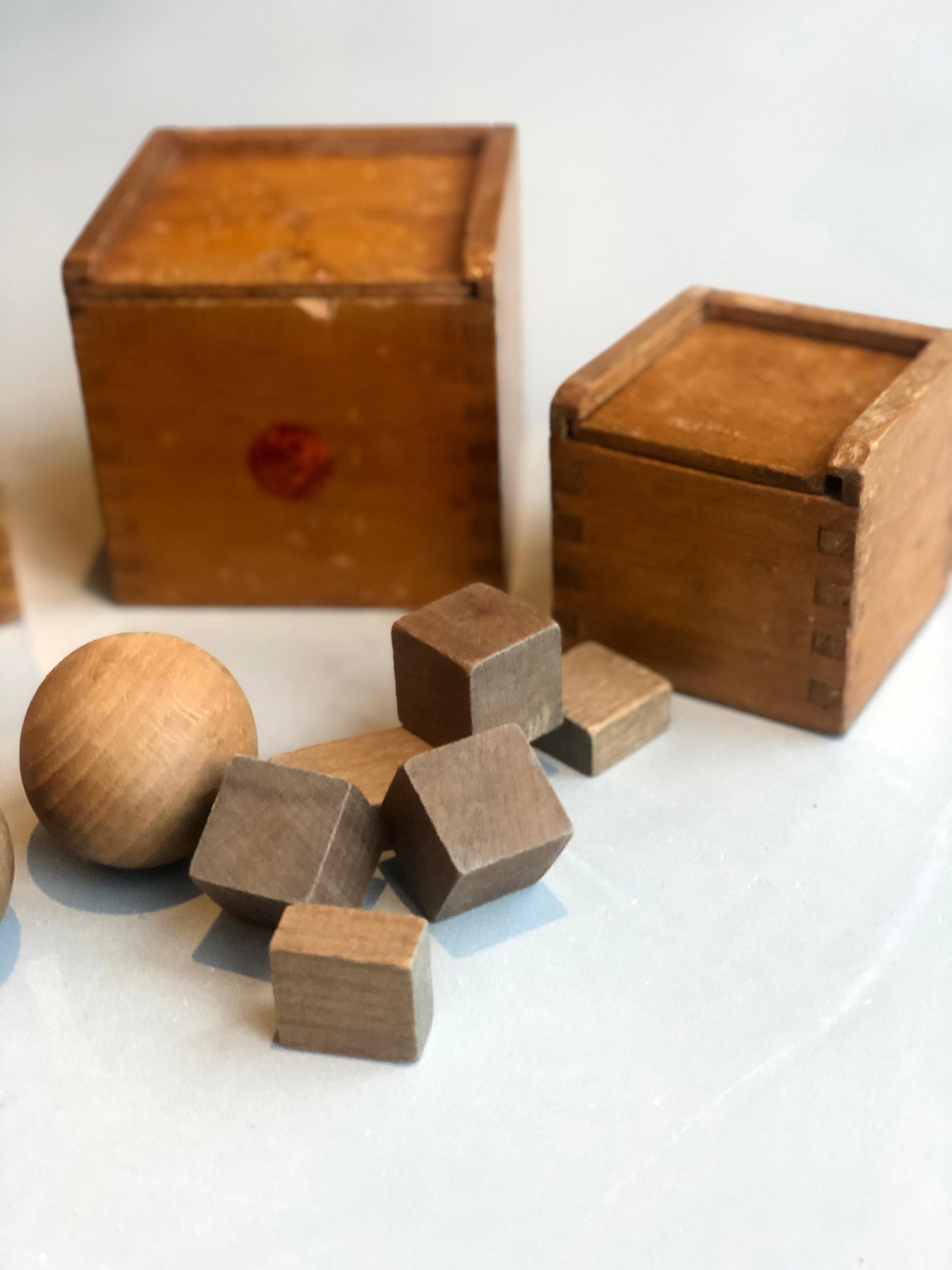 Woodwork 4 sets Children Toy Blocks, De Stijl, Amsterdam School, Berlage, 1920's For Sale