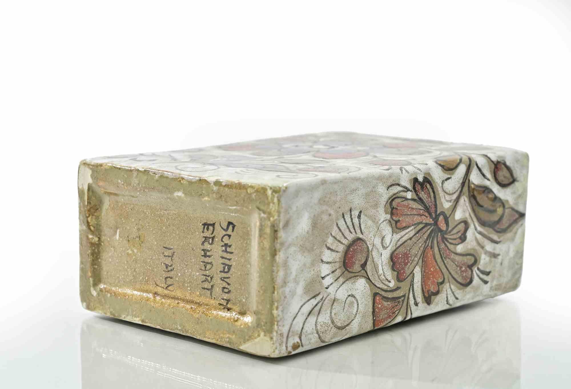 Italian 4 Sided Painted Vase by Elio Schiavon, Mid-20th Century For Sale