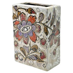 4 Sided Painted Vase by Elio Schiavon, Mid-20th Century