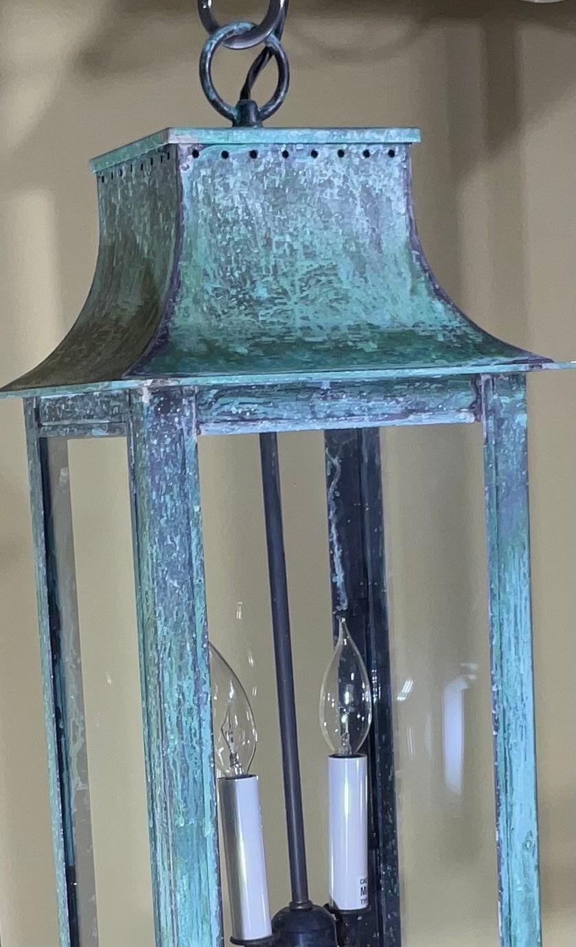 American 4-Sides Hanging Copper Lantern For Sale