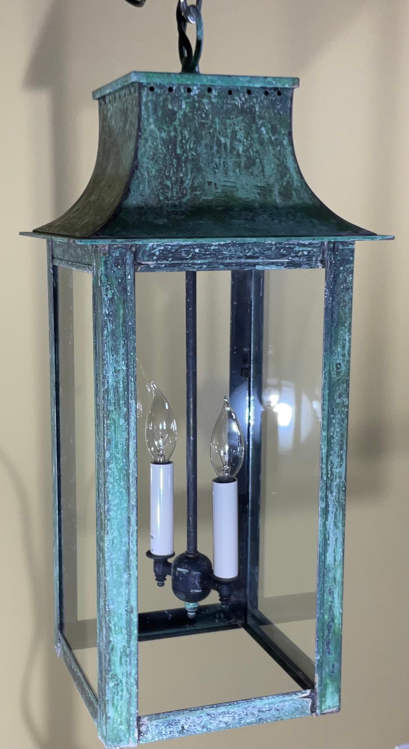 4-Sides Hanging Copper Lantern For Sale 1