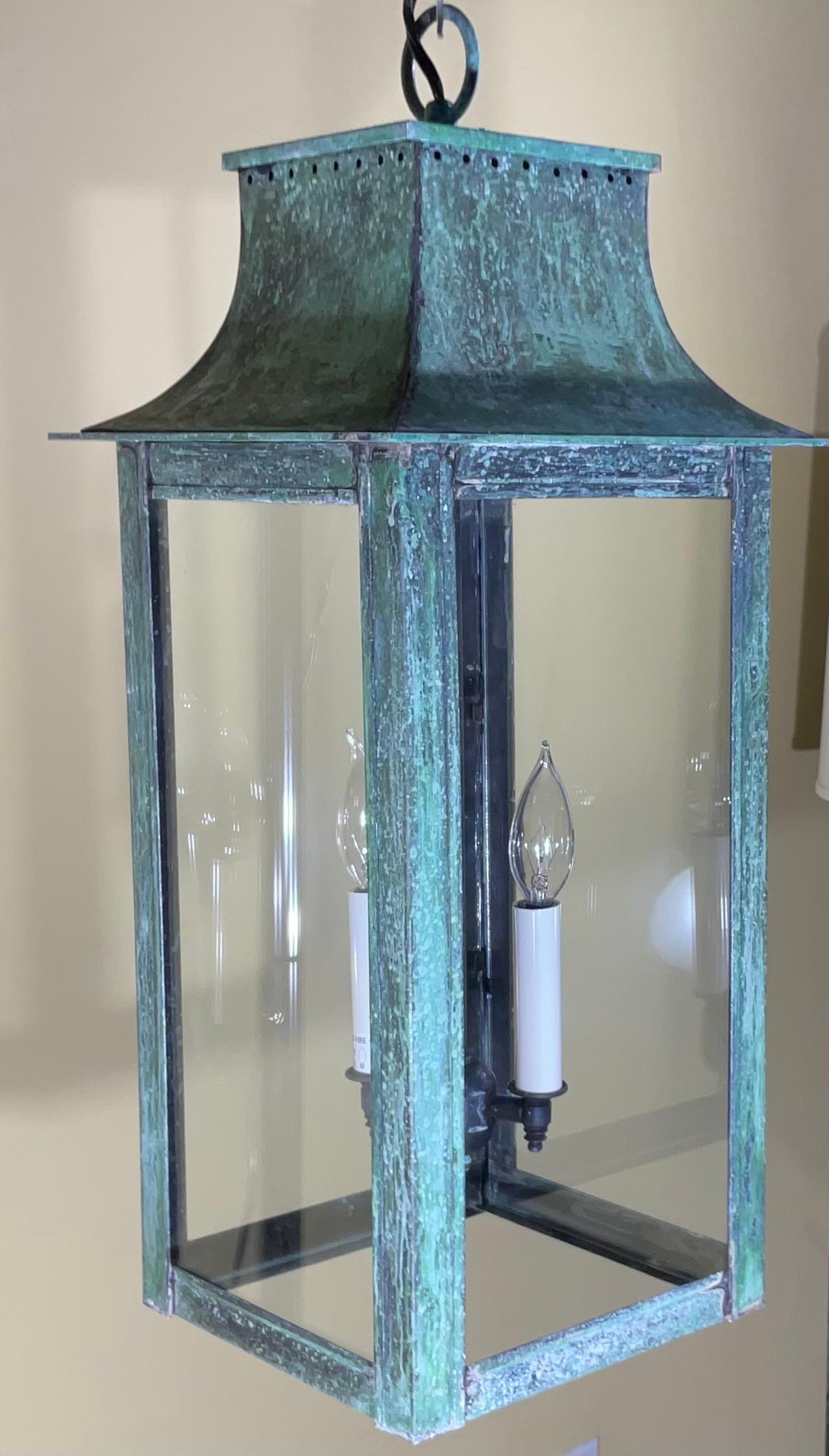 4-Sides Hanging Copper Lantern For Sale 2