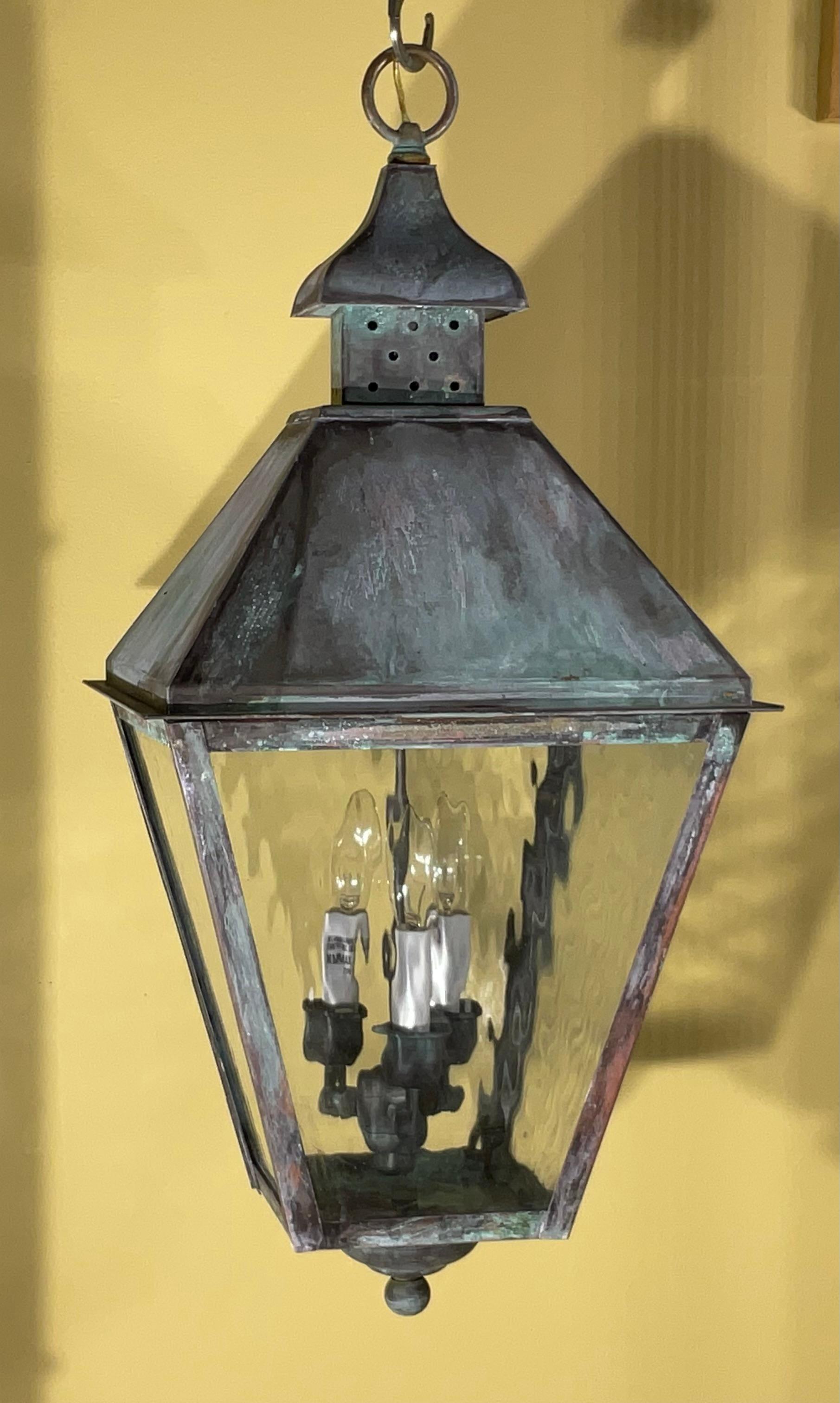 4-Sides Hanging Copper Lantern For Sale 3