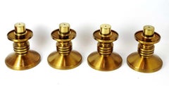 4 Silver-Plated Candlesticks with a Very Beautiful Decoration of Cords