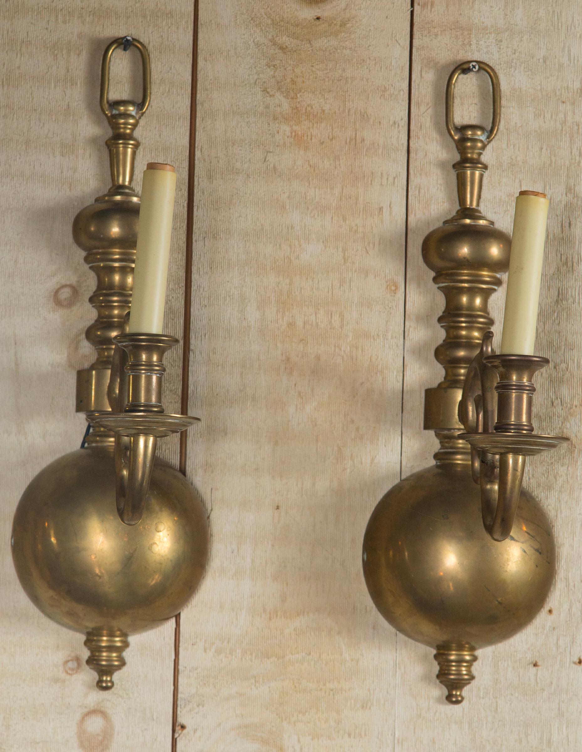 Colonial Revival 4 Single Light Brass Scones