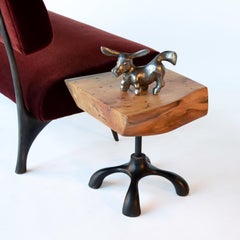 4" Slab Sycamore Side Table, Cast Aluminum Twig Base, Jordan Mozer, USA, 2017