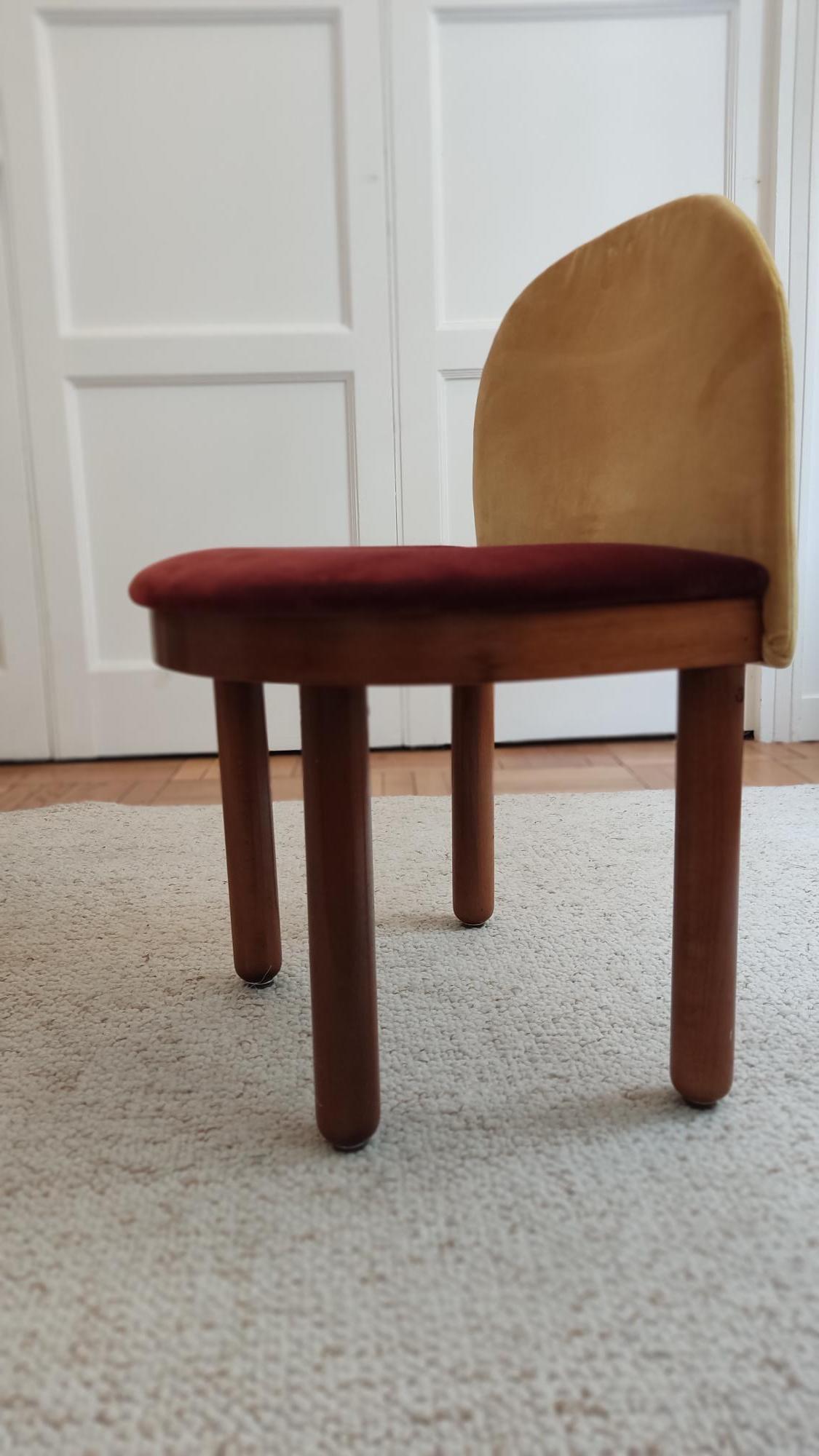 Arts and Crafts 4 small chairs wood and velvet