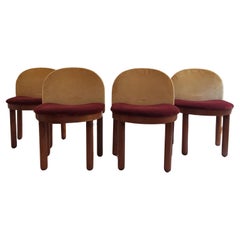 4 kleine Stühle aus Holz und Samt