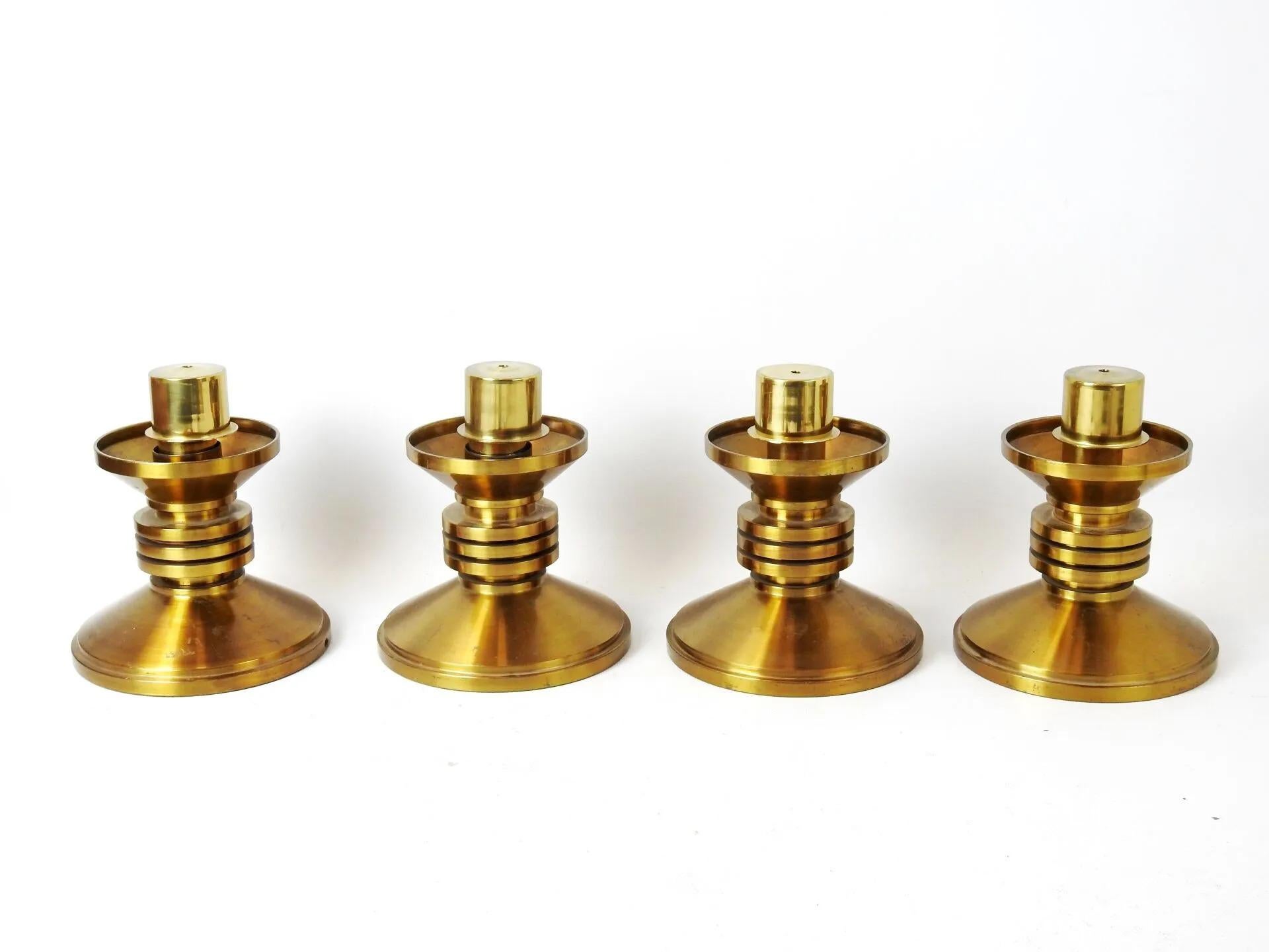 French 4 Small Silver-Plated Candlesticks with a Very Beautiful Decoration of Cords For Sale