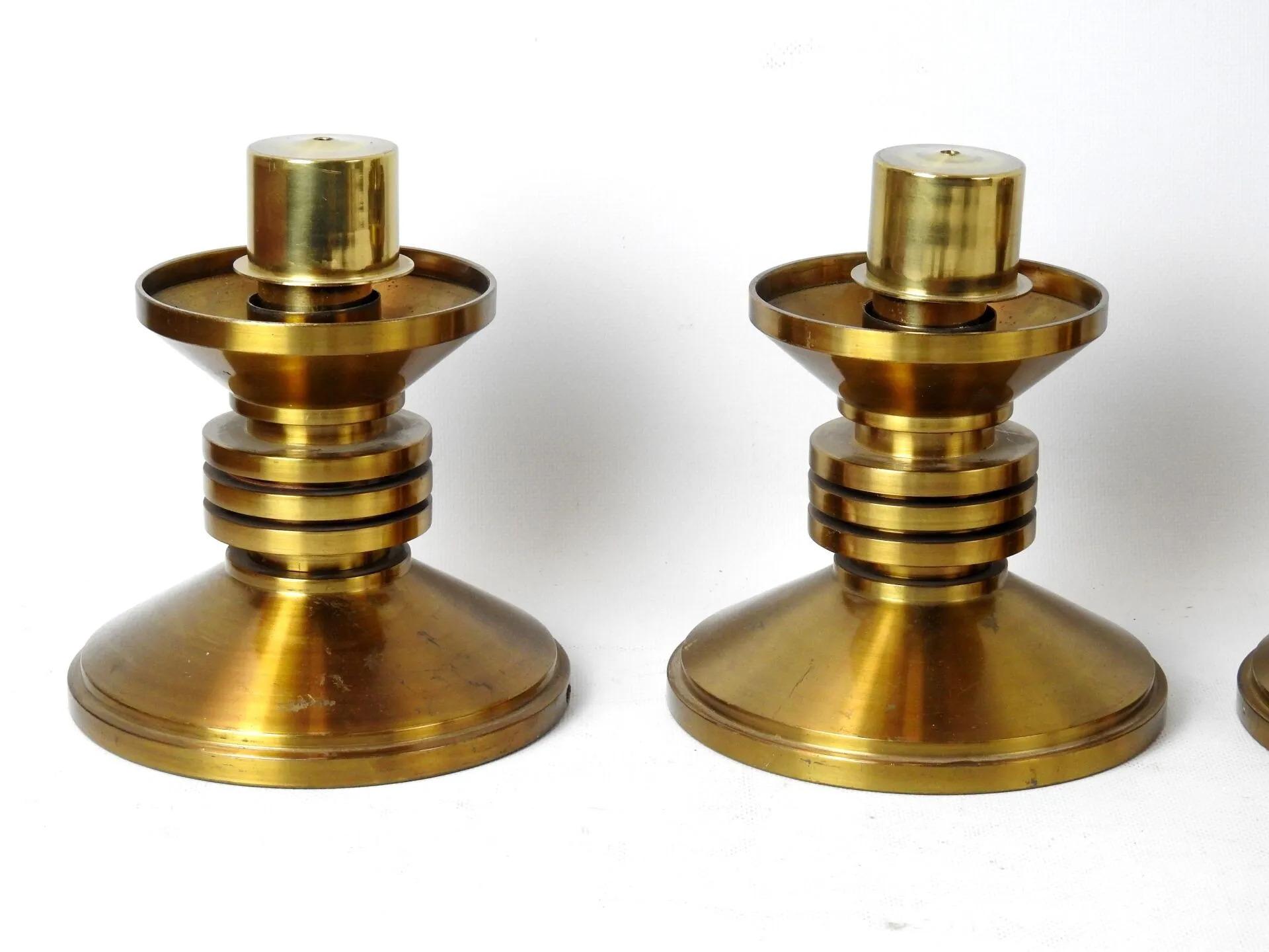 Mid-20th Century 4 Small Silver-Plated Candlesticks with a Very Beautiful Decoration of Cords For Sale