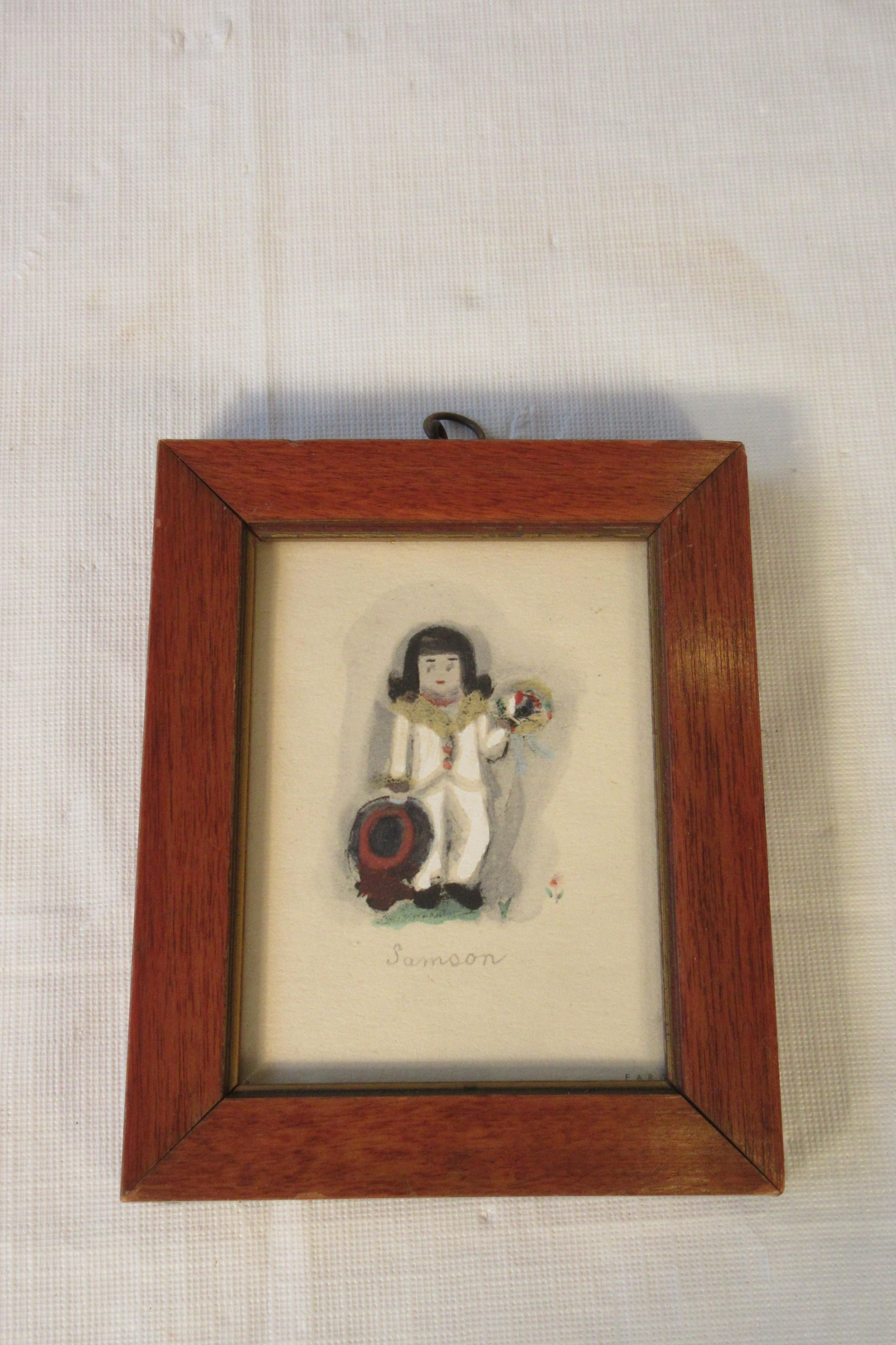 Late 19th Century 4 Small Water Colors of 19th Century Children For Sale