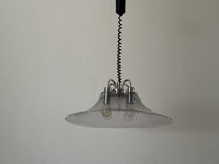 4 Socket Chrome Body Plexiglass Shade Pendant Lamp, 1970s, Germany
