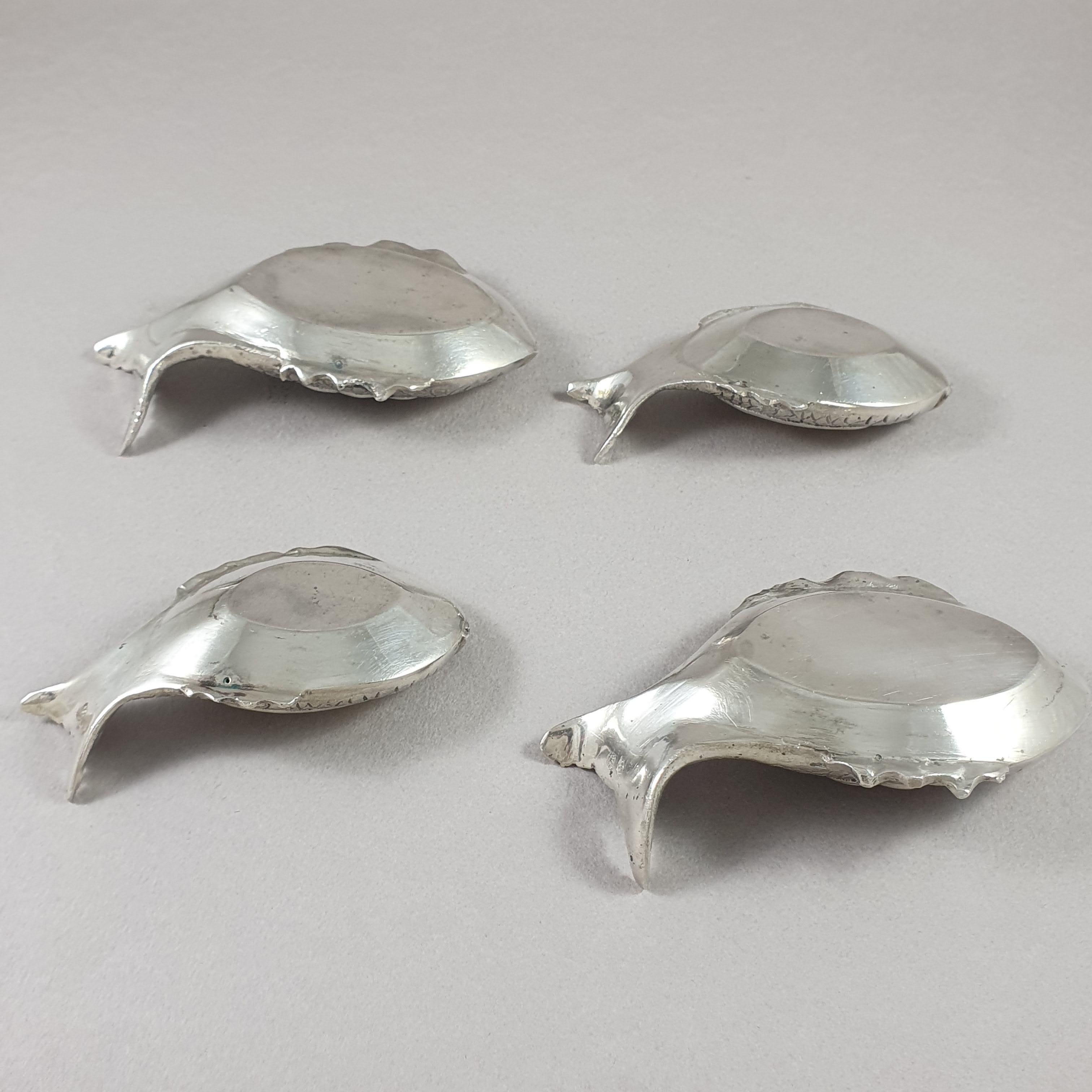4 Solid Silver Salt and Pepper Cellars Fish 1