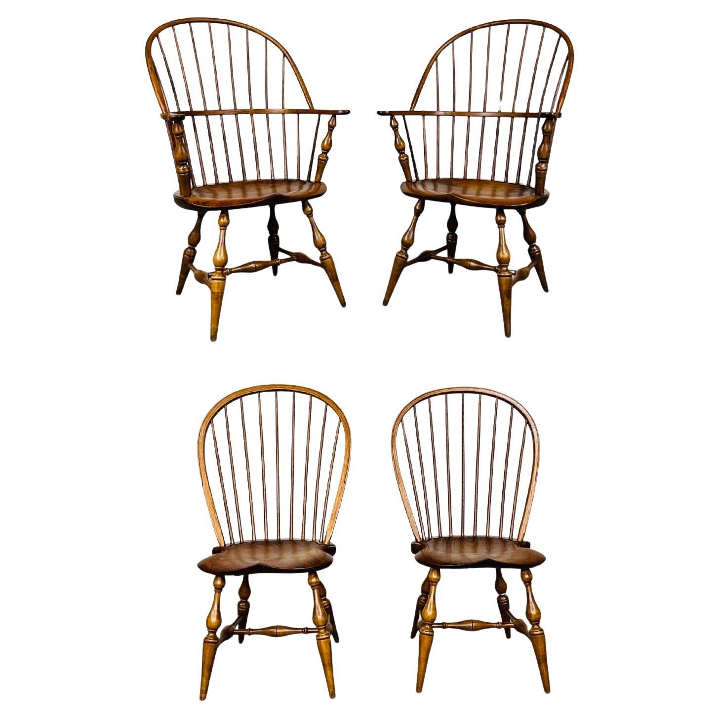 4 Spindle Back Windsor Dining Chairs Mortis & Tenon Joinery Habersham Plantation For Sale