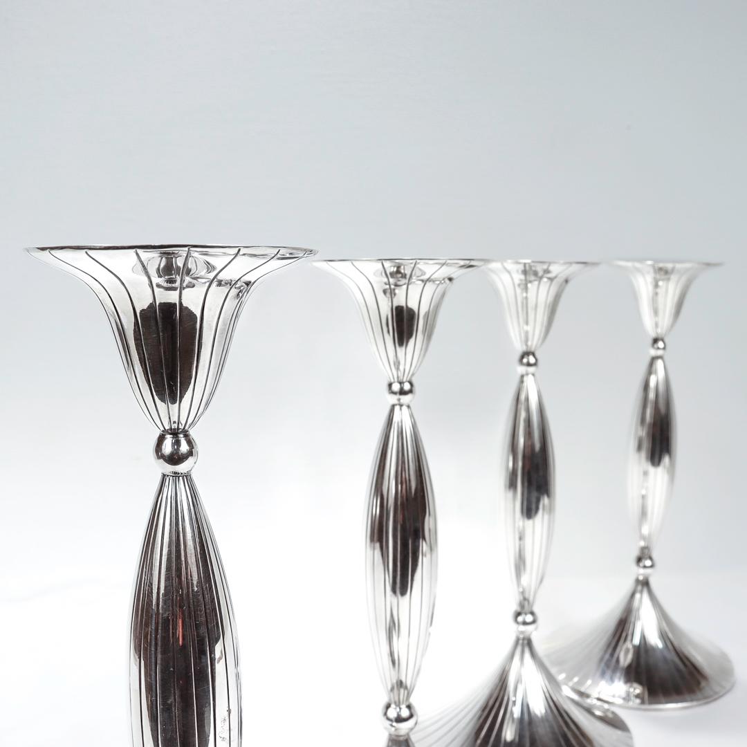 4 Spritzer & Fuhrmann Mid-Century Modern Sterling Silver Candlesticks For Sale 5