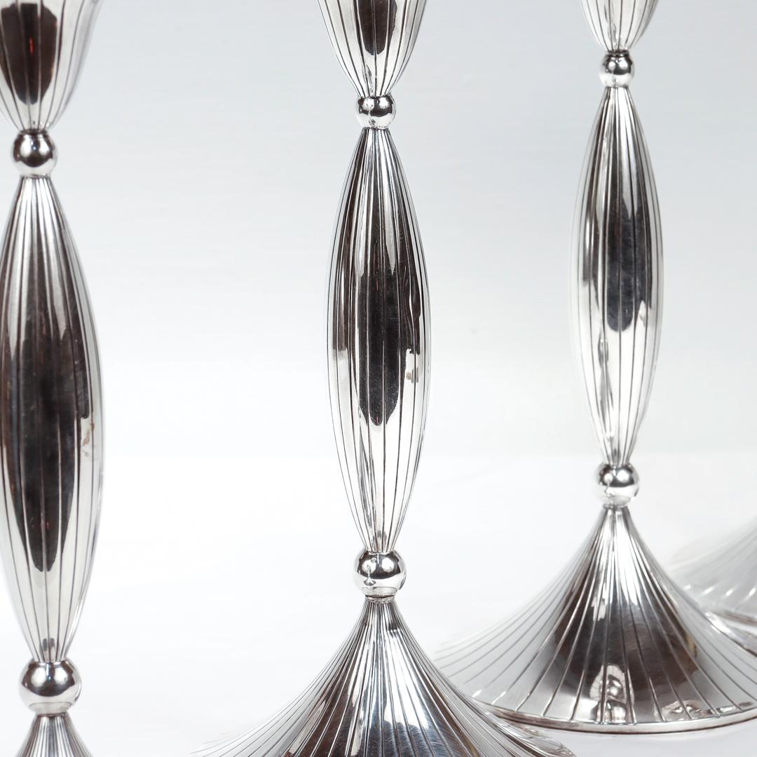 4 Spritzer & Fuhrmann Mid-Century Modern Sterling Silver Candlesticks For Sale 6