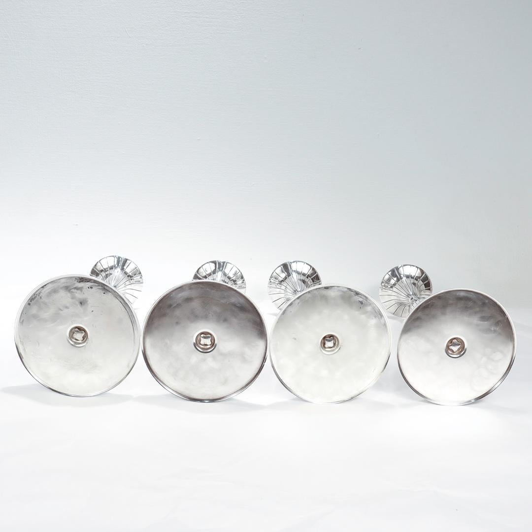 4 chandeliers Spritzer & Fuhrmann en argent sterling moderne du milieu du siècle dernier en vente 3