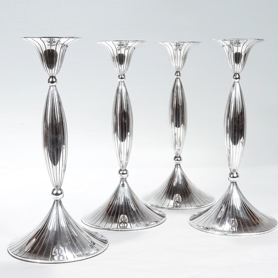 4 Spritzer & Fuhrmann Mid-Century Modern Sterling Silver Candlesticks For Sale 4