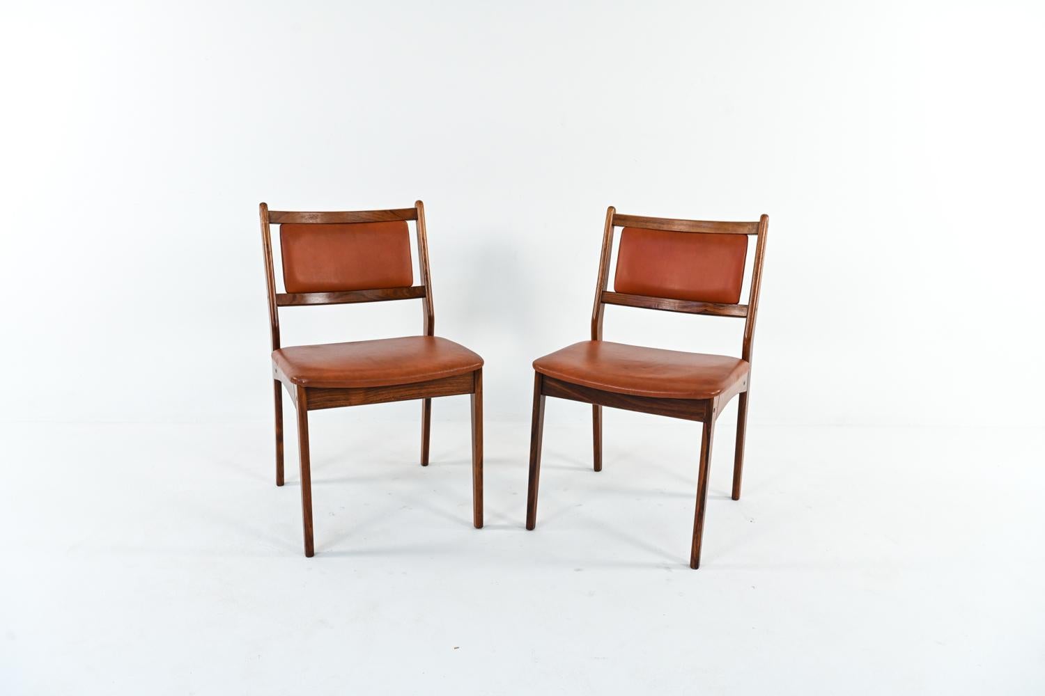 Leather (4) Spøttrup Rosewood Danish Mid-Century Dining Chairs, c. 1960's
