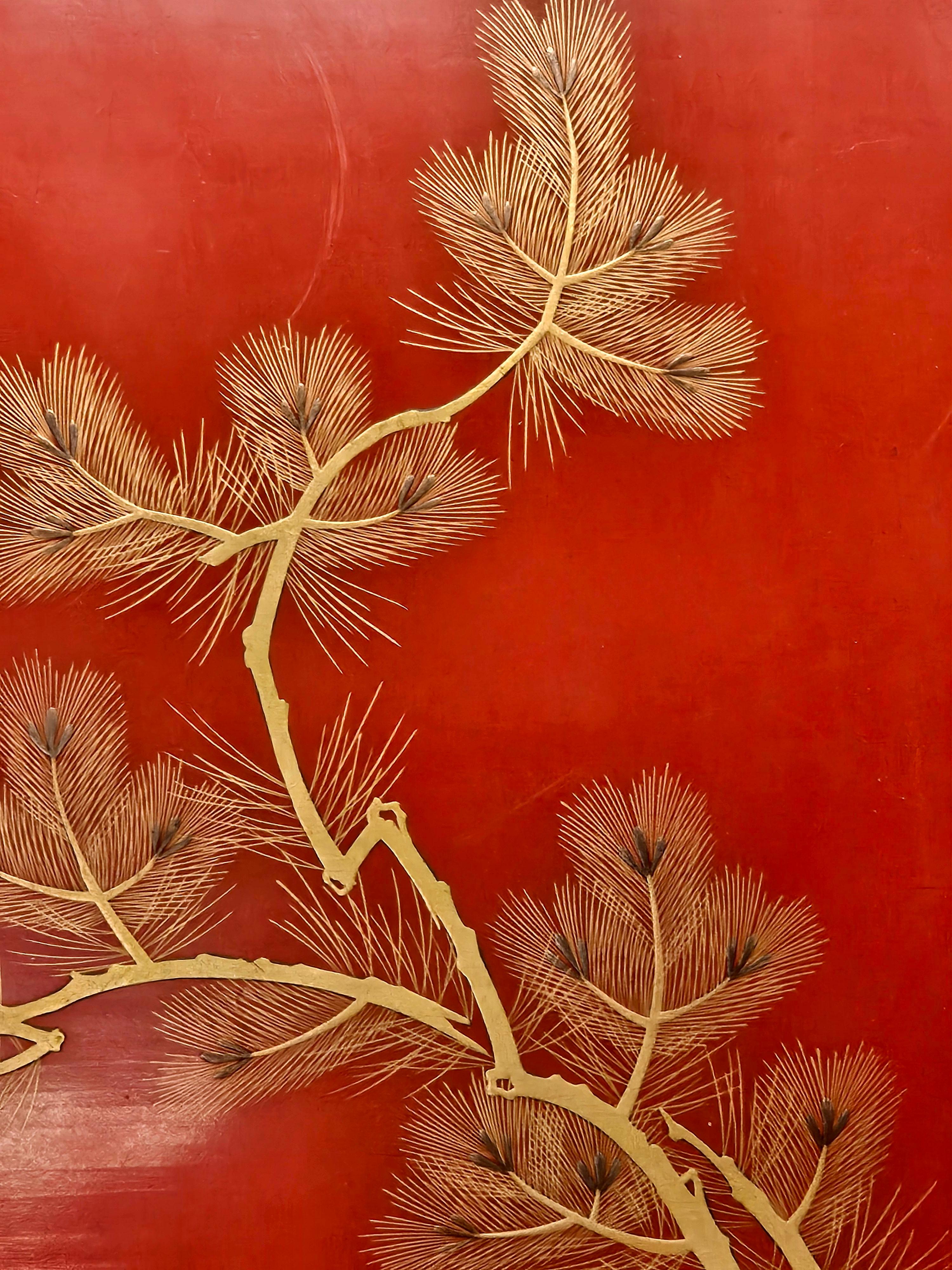 Japanese 4 Square red footed trays, Early 20th Century For Sale