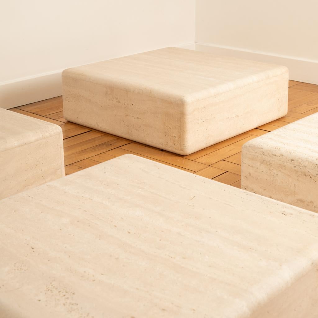 20th Century 4 square travertine tables For Sale