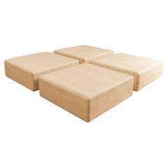 4 square travertine tables