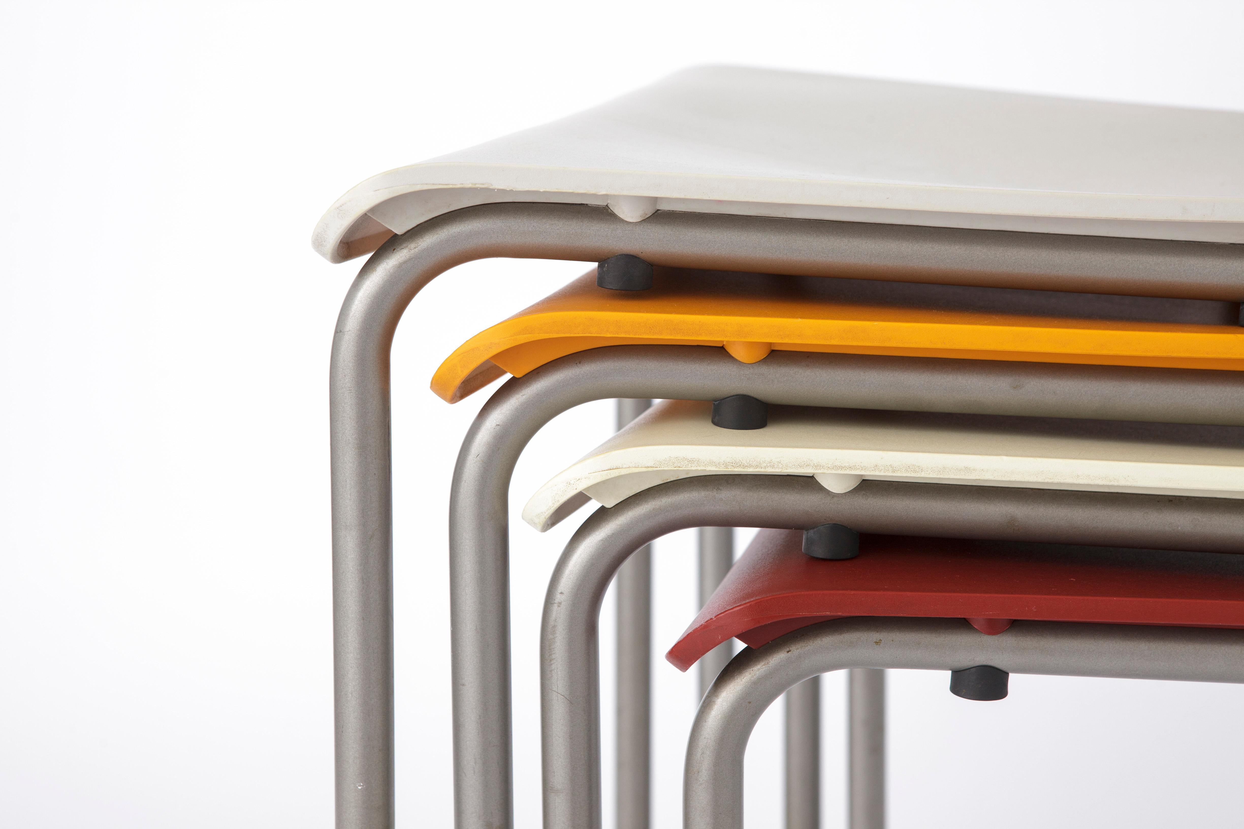 4 Stacking Chairs Vintage, Drabert by Samas Parlando, 1980s, Germany For Sale 4