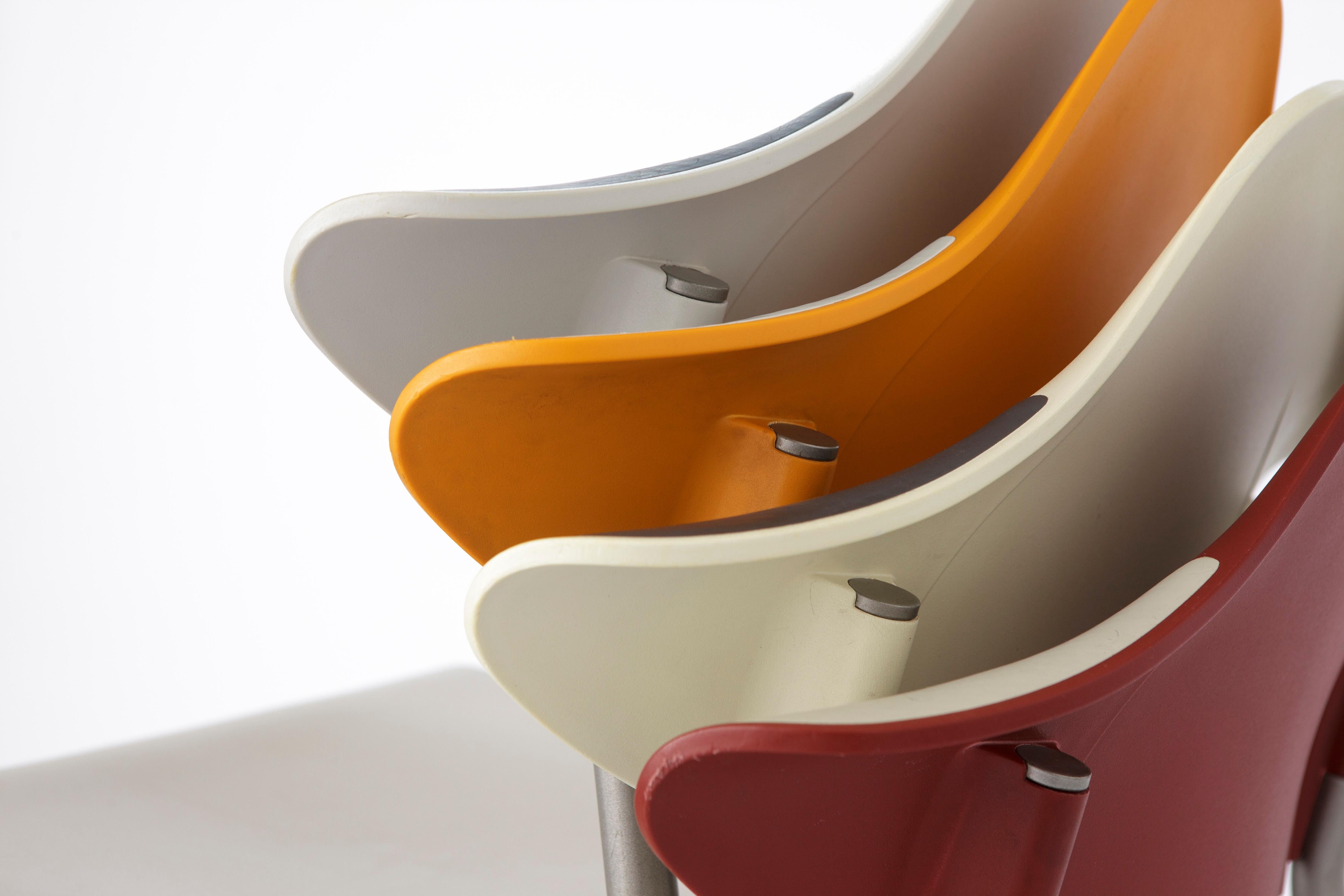 4 Stacking Chairs Vintage, Drabert by Samas Parlando, 1980s, Germany For Sale 5