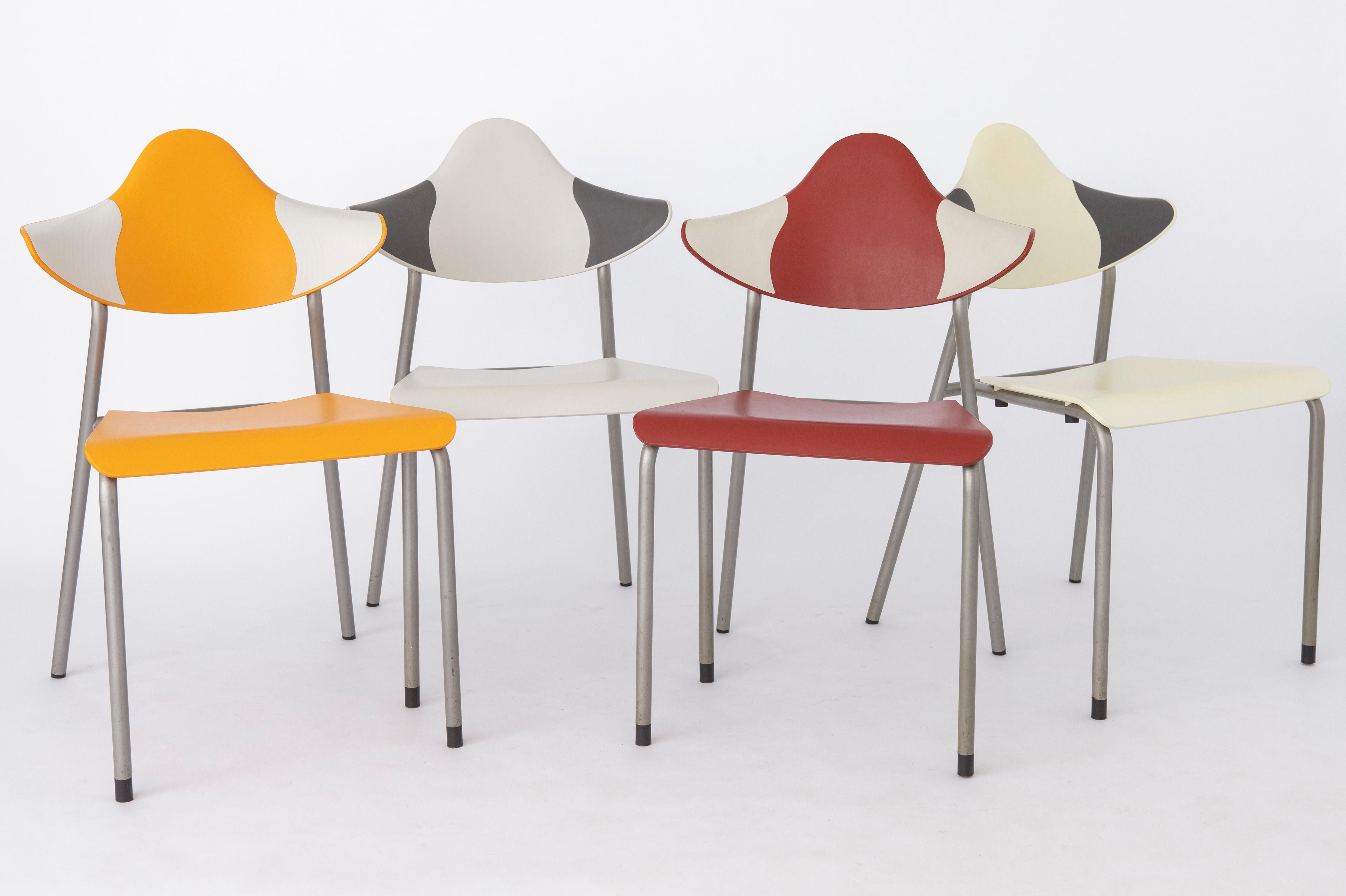 Late 20th Century 4 Stacking Chairs Vintage, Drabert by Samas Parlando, 1980s, Germany For Sale