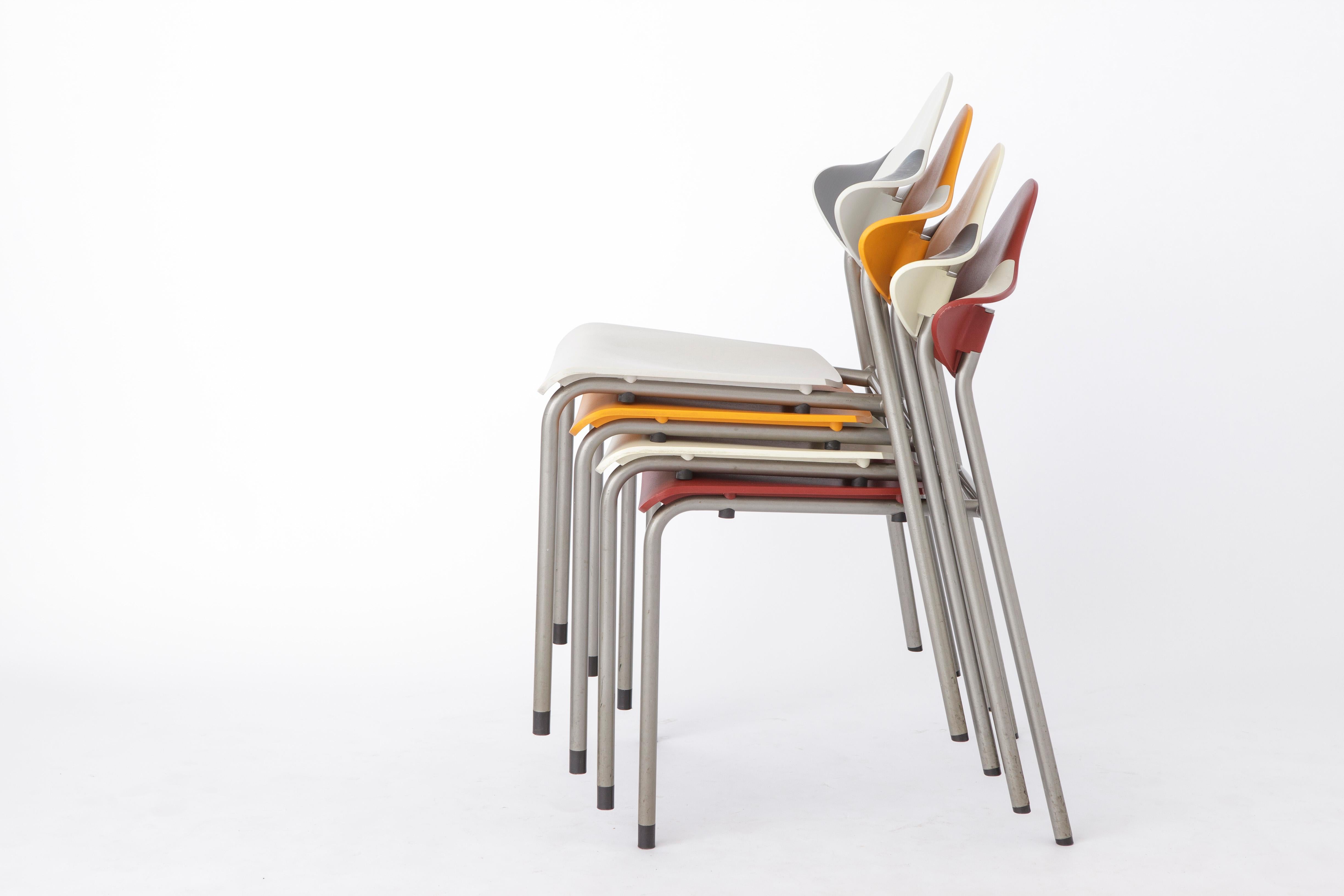 4 Stacking Chairs Vintage, Drabert by Samas Parlando, 1980s, Germany For Sale 3