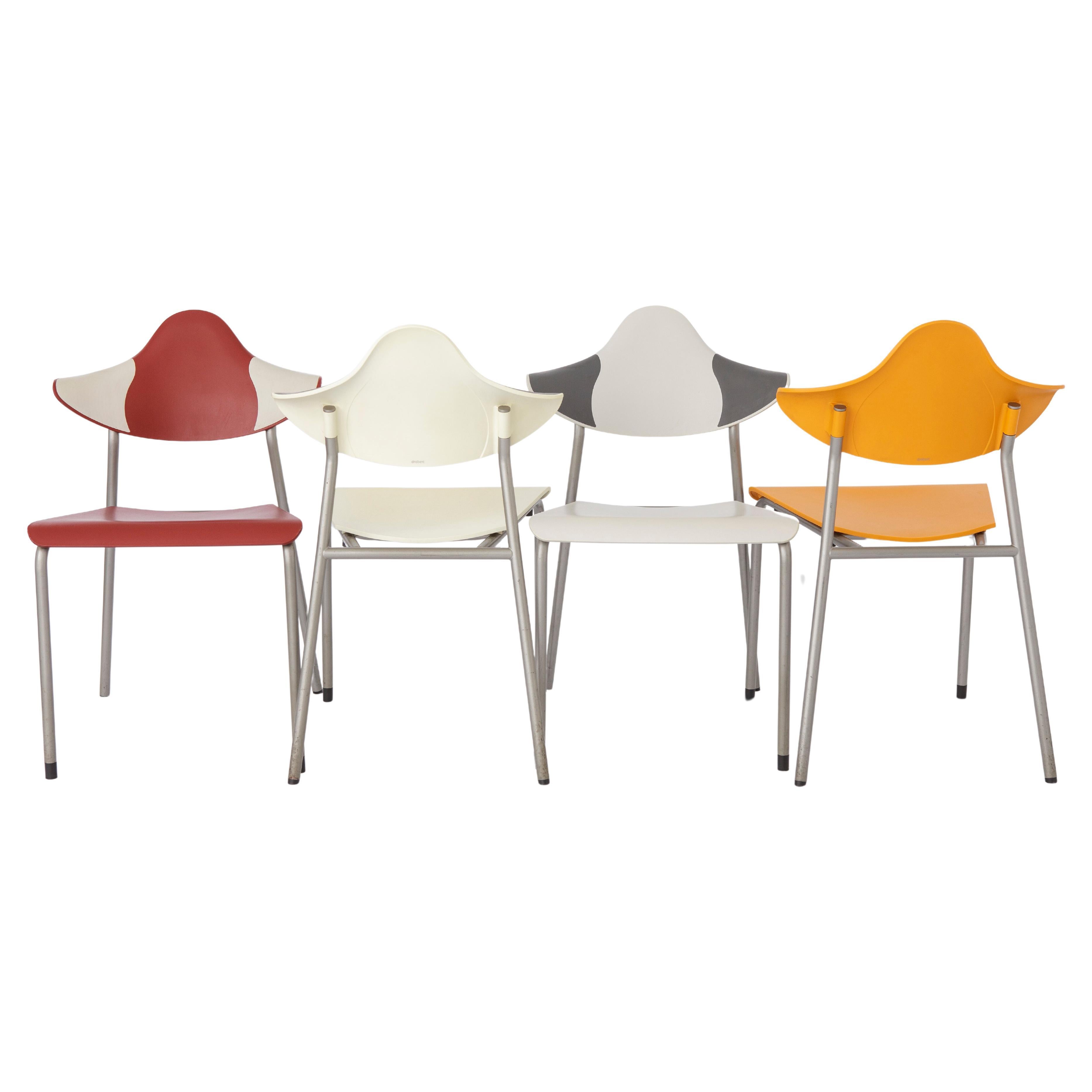 4 Stacking Chairs Vintage, Drabert by Samas Parlando, 1980s, Germany For Sale