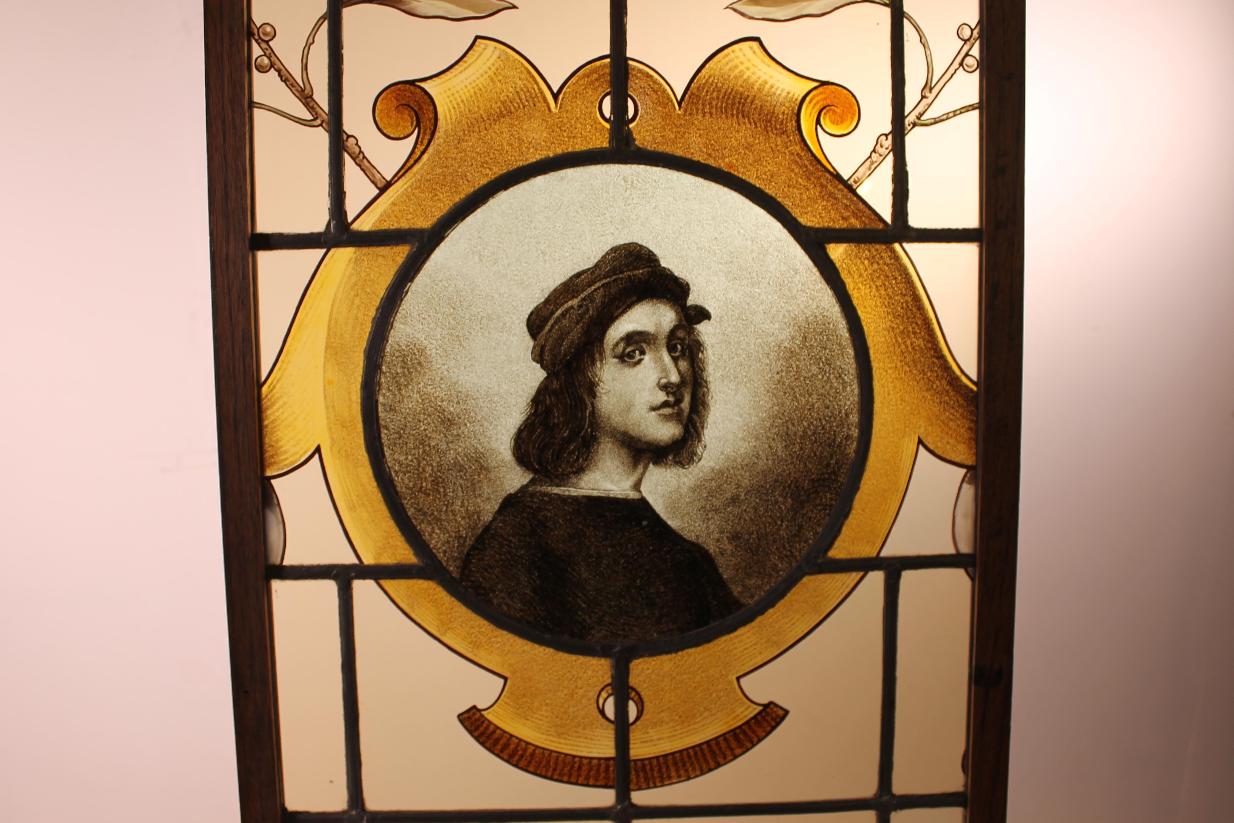 19th Century 4 Stained Glass of Painter of the Flemish Renaissance and Their Painting For Sale
