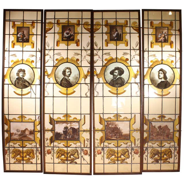 Set of 3 English Renaissance Leaded Glass Windows For Sale at 1stDibs ...